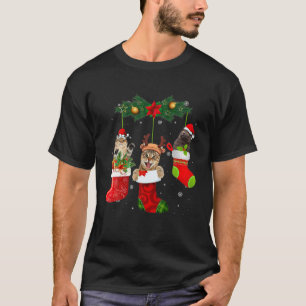 Cats In Christmas Sock Funny Pyjamas Family Cat Lo T-Shirt