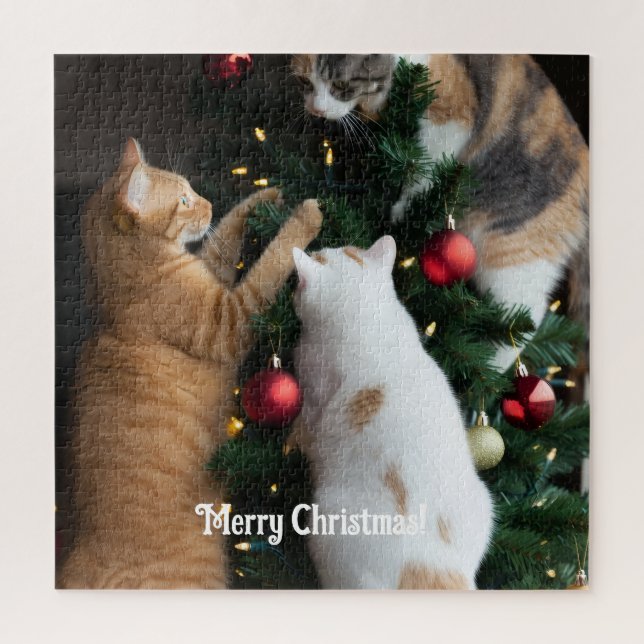 Cats In Christmas Tree Jigsaw Puzzle (Vertical)