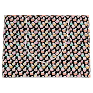 Cats in coffee cups 01. Black BG Large Gift Bag