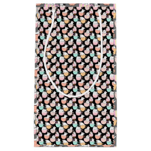 Cats in coffee cups 01. Black BG Small Gift Bag
