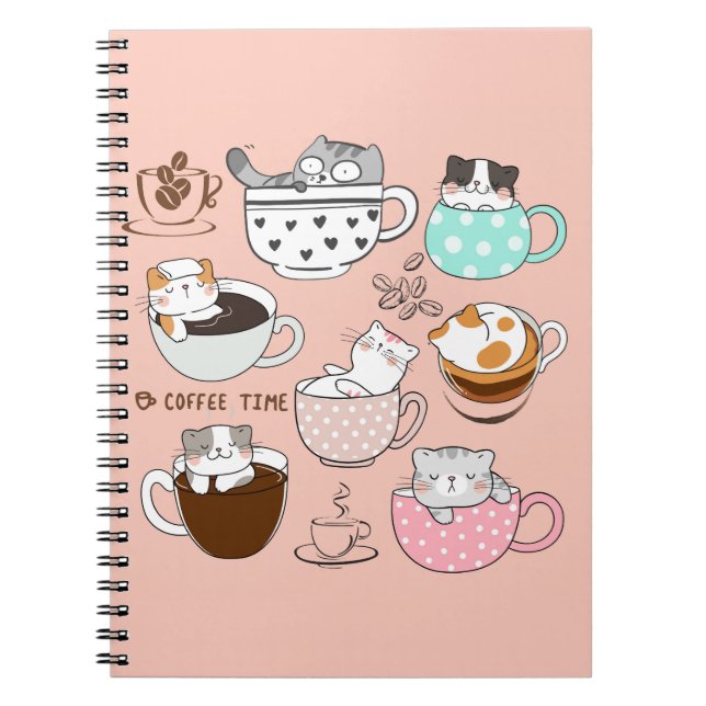  Cats in Coffee Cups Notebook (Front)