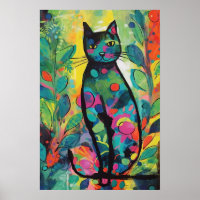 Cats in Colorful Abstract Jungle