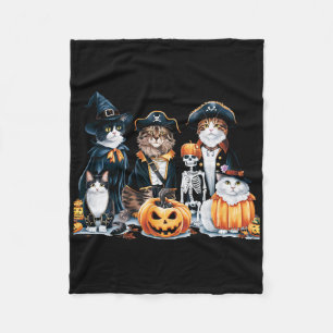 Cats In Costumes Fall Season Halloween Fun Cat Tee Fleece Blanket