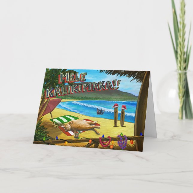 Cats in Hawaii for Christmas Holiday Card (Front)