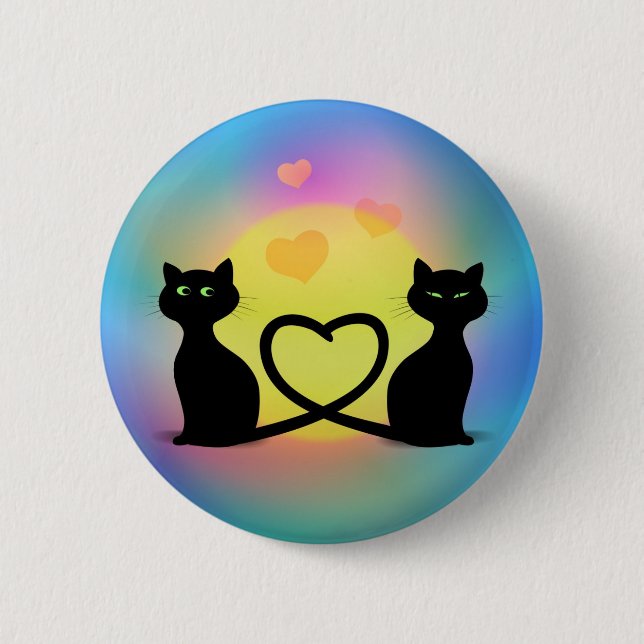 Cats In Love 6 Cm Round Badge (Front)