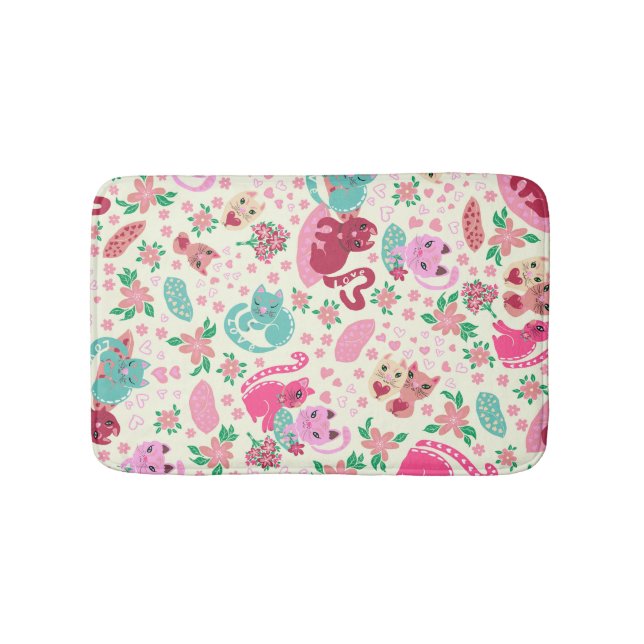 Cats in Love Cute Pets Bath Mat (Front)