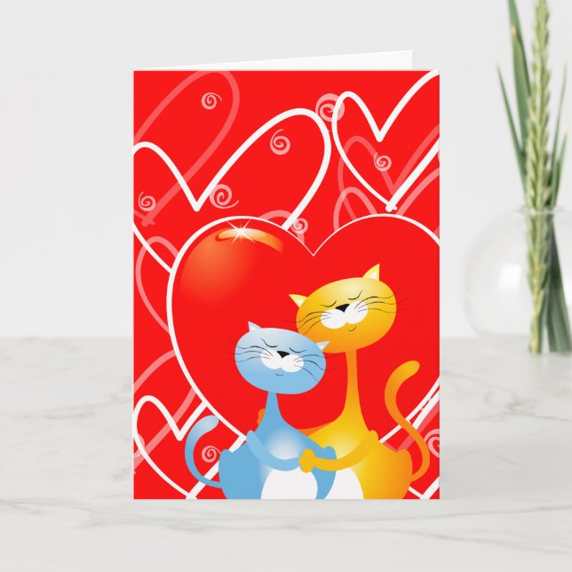 Cats in love, greetings card (Front)