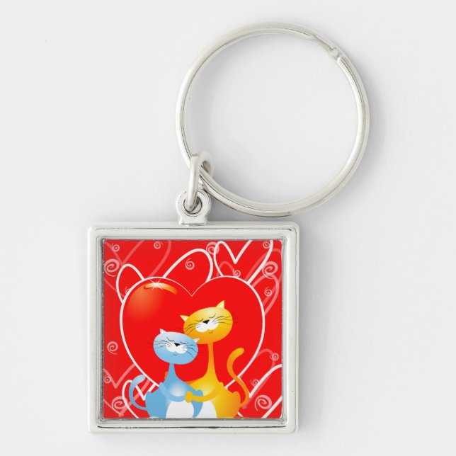 Cats in love, keychain (Front)