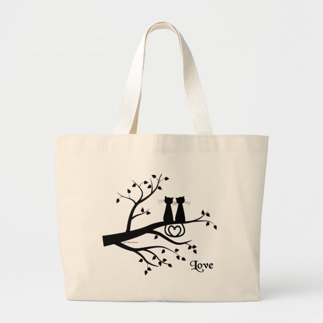 Cats in Love Large Tote Bag (Front)