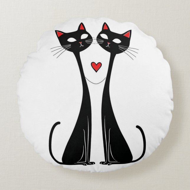 Cats in Love Round Cushion (Front)