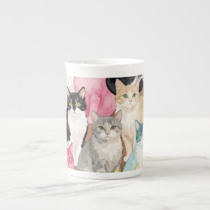 Cats in Multicolour Bone China Mug