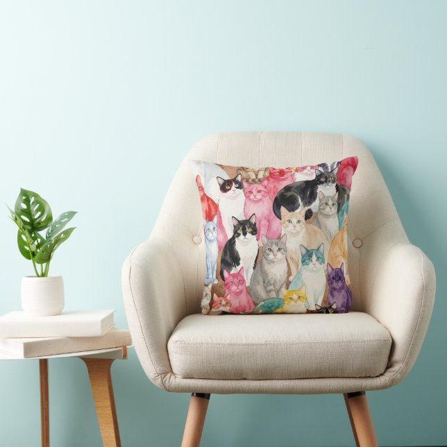 Cats in Multicolour Cushion (Chair)