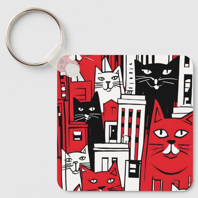 Cats in New York Key Ring (Front)