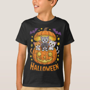 Cats In Pumpkin Cute Halloween Kitties Funny  T-Shirt