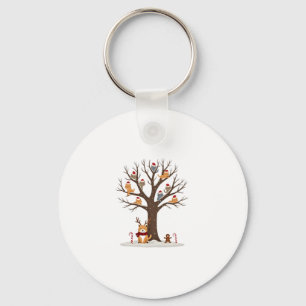 Cats In Snow Tree Winter Christmas Santa Hat X-mas Key Ring