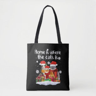 Cats In Snow Winter Santa Hat Kitten Christmas Tote Bag