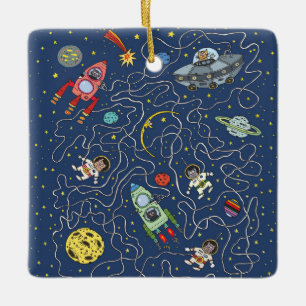 Cats in space ornament