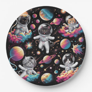 Cats in space paper plates! paper plate