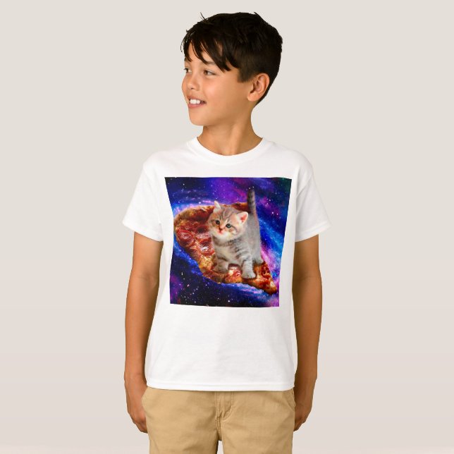 Cats in space pizza T-Shirt (Front Full)