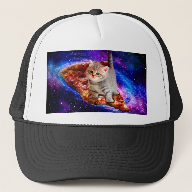 Cats in space pizza trucker hat (Front)