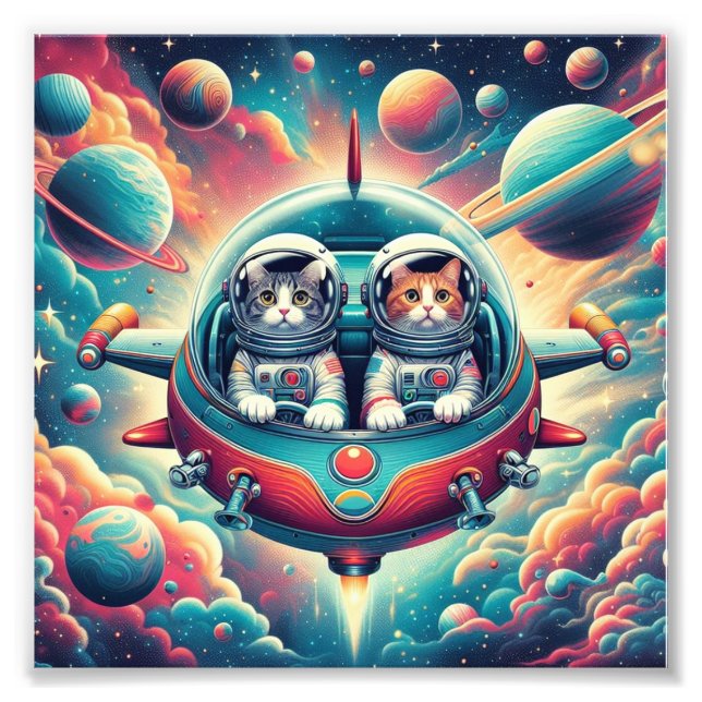Cats in space poster! photo print (Front)