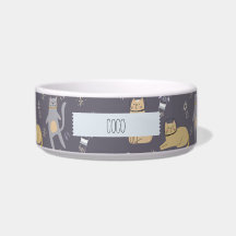 Cats in Space Seamless Pattern Custom Name