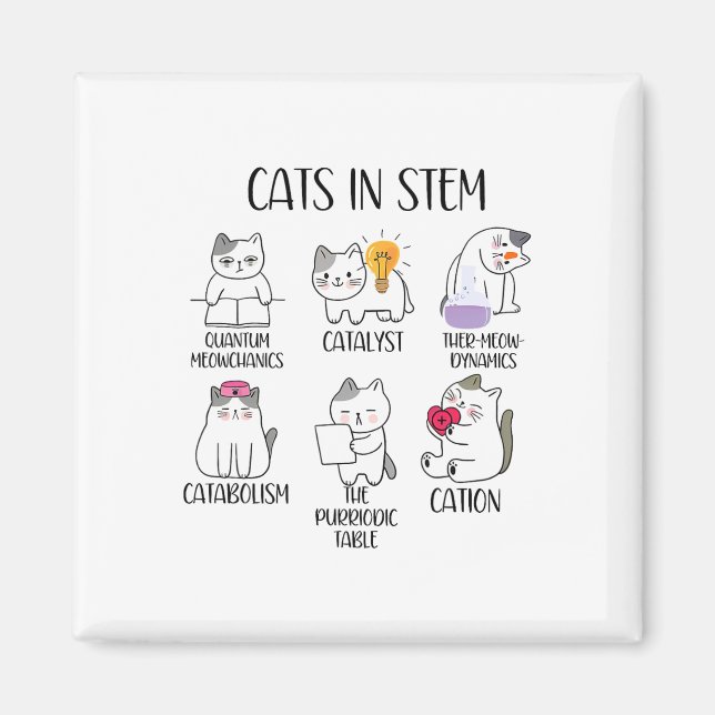 Cats In Stem Funny Science Meme Scientist Nerd Cat Magnet (Front)