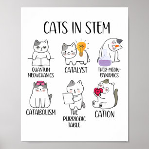 Cats In Stem Funny Science Meme Scientist Nerd Cat Poster