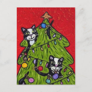 Cats in the Christmas Tree Postcard