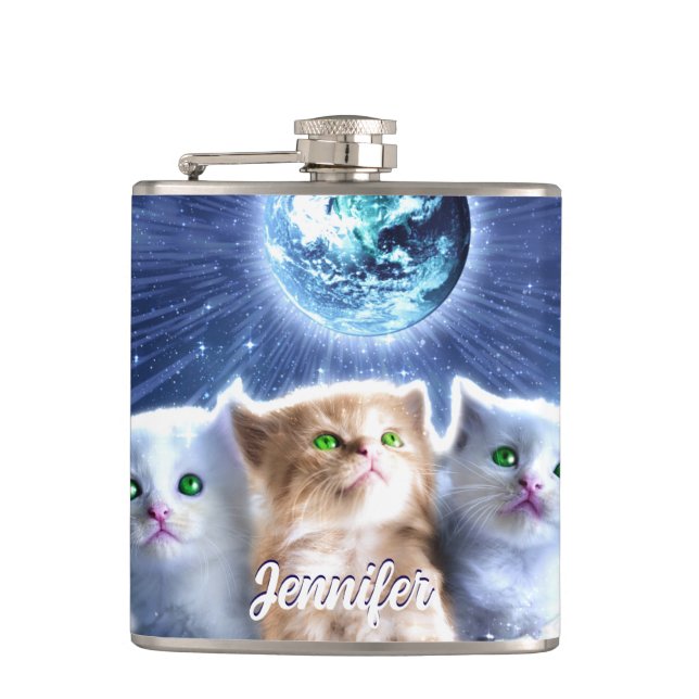 Cats in the cloud                                  hip flask (Front)