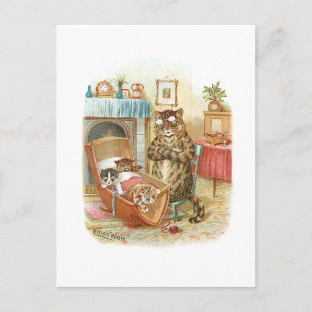 Cats in the Cradle by Louis Wain Postcard (Front)