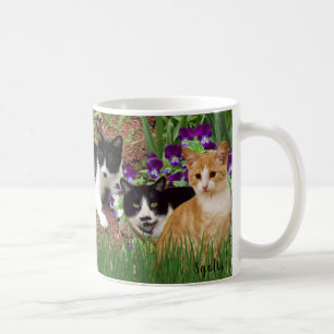 Cats in The Flower Garden / Photo Collage Coffee Mug