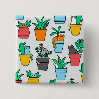 Cats in the flowerpots 15 cm square badge