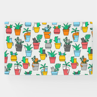 Cats in the flowerpots banner
