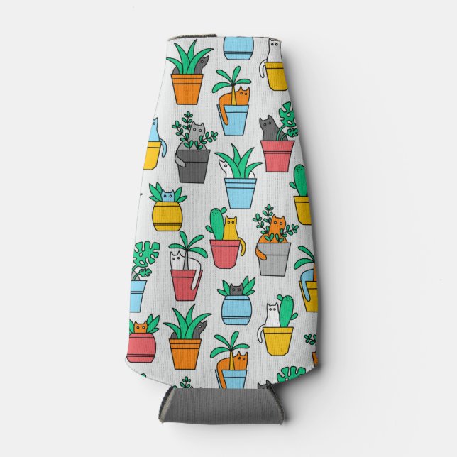 Cats in the flowerpots bottle cooler (Front)