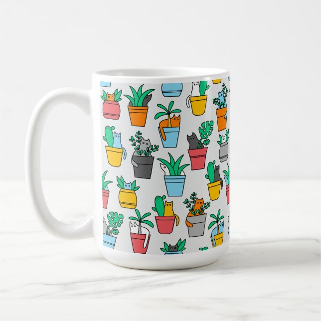 Cats in the flowerpots coffee mug (Left)