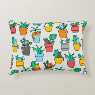 Cats in the flowerpots decorative cushion
