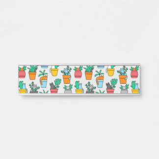 Cats in the flowerpots door sign