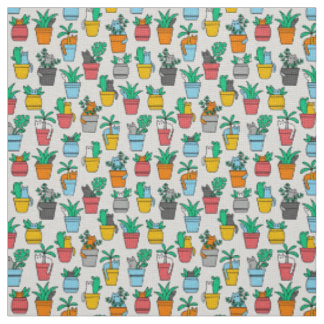 Cats in the flowerpots fabric