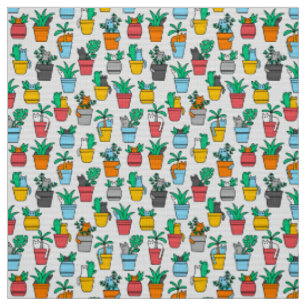 Cats in the flowerpots fabric