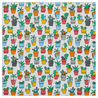 Cats in the flowerpots fabric