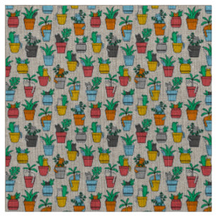 Cats in the flowerpots fabric
