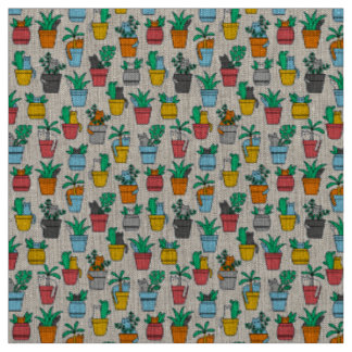 Cats in the flowerpots fabric