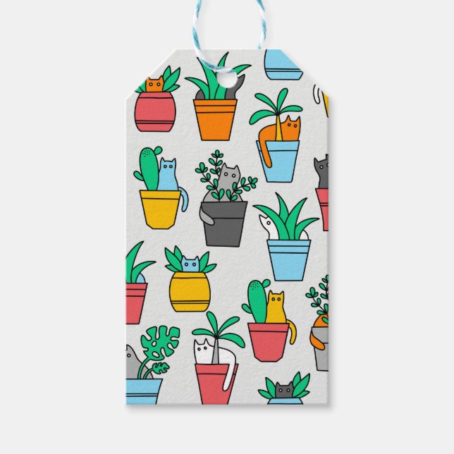 Cats in the flowerpots gift tags (Front)