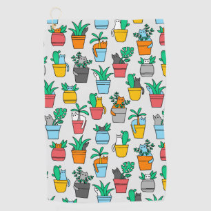Cats in the flowerpots golf towel
