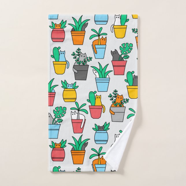 Cats in the flowerpots hand towel (Hand Towel)