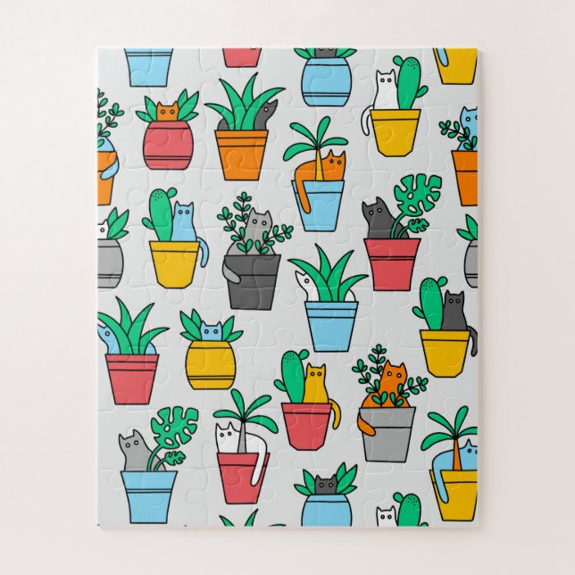 Cats in the flowerpots jigsaw puzzle (Vertical)