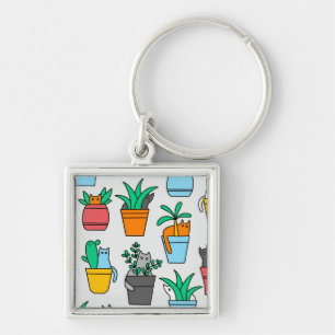 Cats in the flowerpots key ring