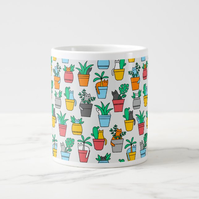 Cats in the flowerpots large coffee mug (Front)