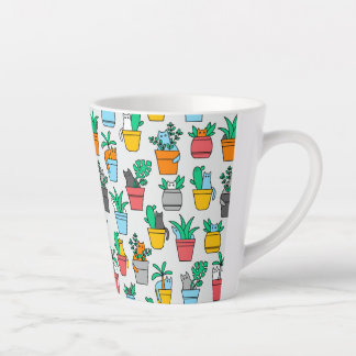 Cats in the flowerpots latte mug